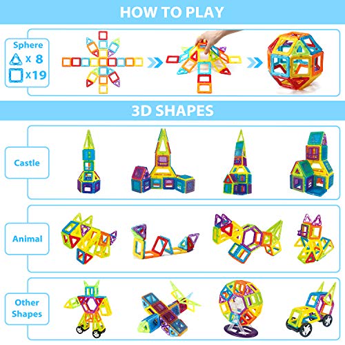 Theefun® Bloques de Construcción Magnéticos Set Arco Iris con 100 Piezas Inspira Set Estándar de Construcción - Juguetes Creativos y Educativos – Bolsa de Almacenamiento