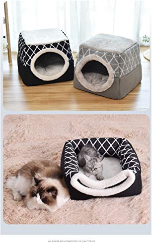 thematys Cueva del Gato I Cama para Gatos con Cojines Extra I Casa para Gatos Plegable I Cueva Convertible I Portátil y Resistente a los arañazos (Style 3, XL (38 x 38 x 34 cm))