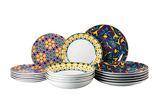 Thomas 69130-321492-28421 Colour Game - Vajilla (18 piezas, porcelana), multicolor