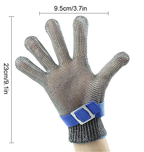 ThreeH Guantes de protección para el corte El cortar Rebanar Procesamiento de carne Guantes resistentes al corte de acero inoxidable GL09 L(Un guante)