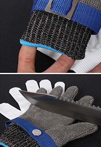 ThreeH Guantes de protección para el corte El cortar Rebanar Procesamiento de carne Guantes resistentes al corte de acero inoxidable GL09 L(Un guante)