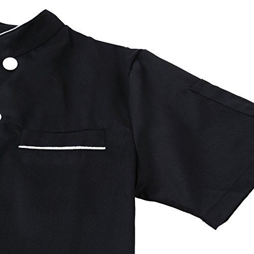 TiaoBug Casaca de Chef Hombre Uniforme Cocina Bar Restaurante Hostelería Disfraz de Cocinero Fiesta Carnaval Chaqueta Camisa de Cocina Adultos Negro L