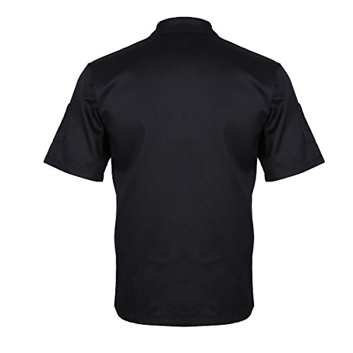 TiaoBug Casaca de Chef Hombre Uniforme Cocina Bar Restaurante Hostelería Disfraz de Cocinero Fiesta Carnaval Chaqueta Camisa de Cocina Adultos Negro L