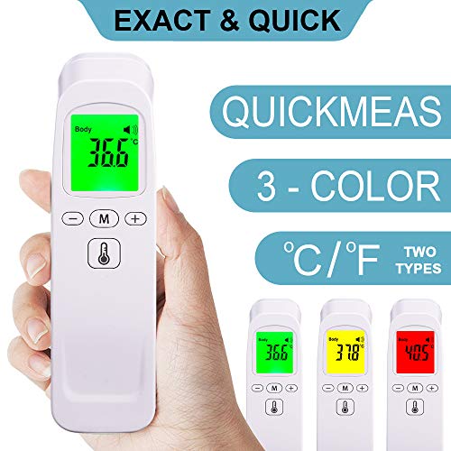 Tickas Termómetro digital para la frente, medidor de temperatura IR de mano sin contacto Modo de temperatura dual con luz de fondo de color