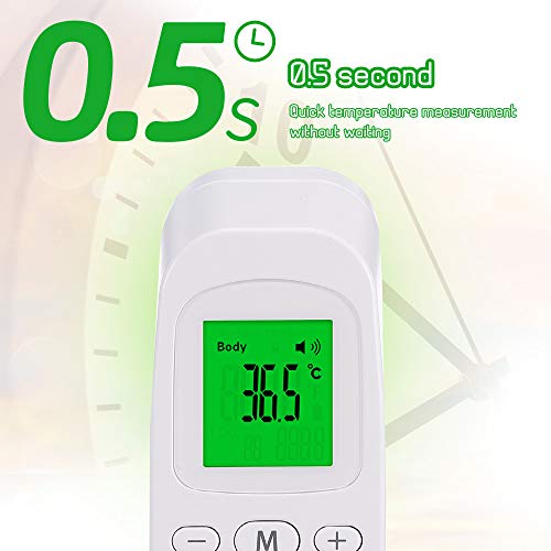 Tickas Termómetro digital para la frente, medidor de temperatura IR de mano sin contacto Modo de temperatura dual con luz de fondo de color
