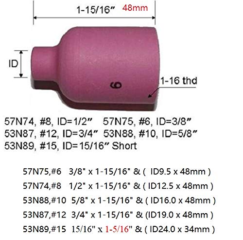 TIG PTA DB SR WP 17 18 26 de diámetro boquillas de cerámica boquilla lente de gas Collet Cuerpos 14pcs