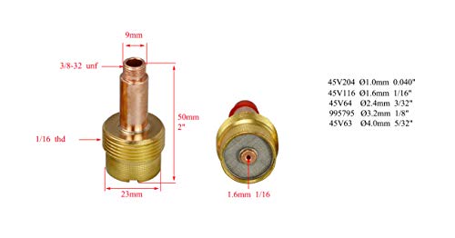 TIG PTA DB SR WP 17 18 26 de diámetro boquillas de cerámica boquilla lente de gas Collet Cuerpos 14pcs