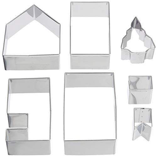 Tiger crown Cookie-Type Silver 71 × 87 × 31mm St Cookies House 18-0 Stainless Steel Cutting Die House Three-Dimensional Parts Assembly 1939 7 pcs