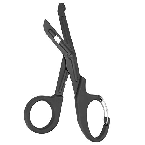 Tijeras médicas, 7.2 Inch Acero inoxidable chapado titanio mate de Tijeras de vendaje para Médico o enfermera, sala de emergencias o campamento al aire libre, vendaje o gasa(Negro)