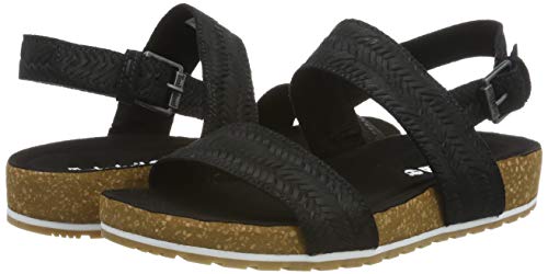 Timberland Malibu Waves 2 Band, Sandalias para Mujer, Negro Black Embossed Suede, 39 EU