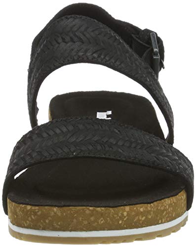 Timberland Malibu Waves 2 Band, Sandalias para Mujer, Negro Black Embossed Suede, 39 EU