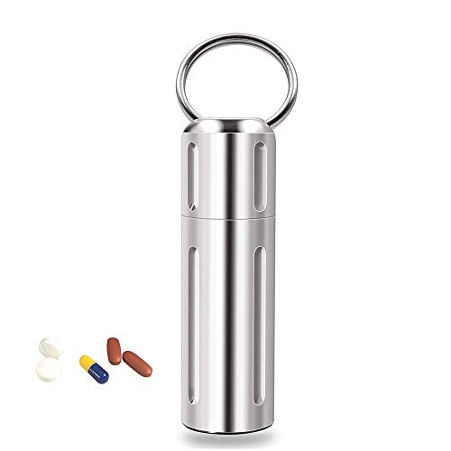 Titanio Nitro Pill Fob Llavero Impermeable Mini Pill Holder Ligero y súper Fuerte EDC Pillbox de Sello hermético, para Acampar al Aire Libre, no alergénico