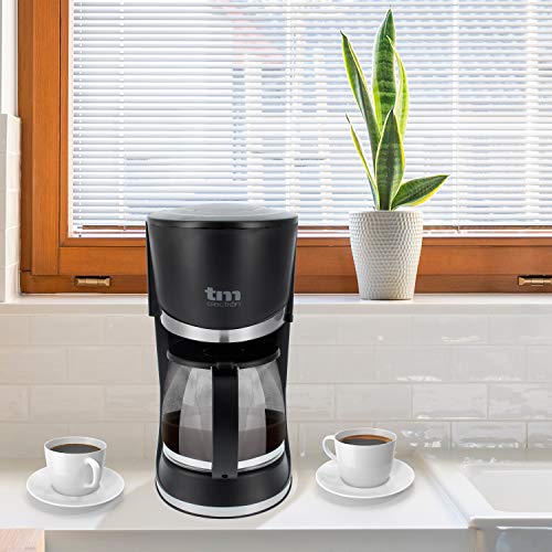 TM Electron Electron TMPCF006 Cafetera Eléctrica de Goteo, 800W de Potencía, Jarra de 1,2L para 10 Tazas Y Filtro Extraíble