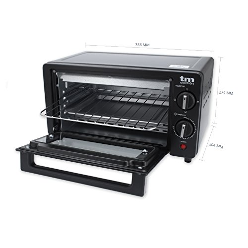 Tm Electron Tmpho001Bk Mini Horno Tostador 800W, 10L De Capacidad, 3 Modos De Calentamiento, Negro, 36,6 x 27,4 x 20,4 cm