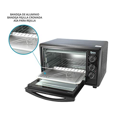 TM Electron TMPHO023 Horno de Convección de Sobremesa 23 litros, 1500W, 6 Modos de Cocina, Temperatura Ajustable hasta 230º, Especial para Pan, Pizza y Asar, 1500 W, Negro