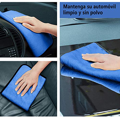 Toalla Secado Coche,3 Pcs Paño Microfibra Coche 800GSM,Paño de Limpieza de Coches,Toalla super absorbente,Paños Limpieza Cocina,Bayeta de Limpieza Paños Toalla para Coche Moto Bici-gris azul(30*60CM)