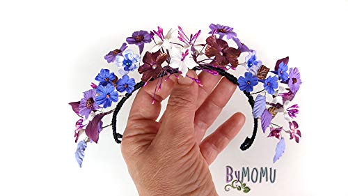 Tocado novia Adorno Flores lilas para el Pelo Flores de Porcelana fria hecho a mano, Pieza única