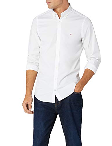 Tommy Hilfiger Core Stretch Slim Poplin Shirt Camisa, Blanco (Bright White 100), XX-Large para Hombre