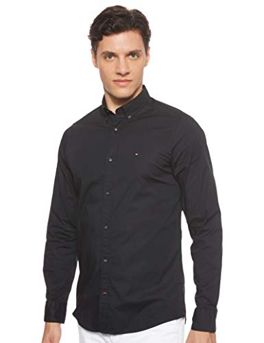 Tommy Hilfiger Core Stretch Slim Poplin Shirt Camisa, Negro (Flag Black 083), XX-Large para Hombre