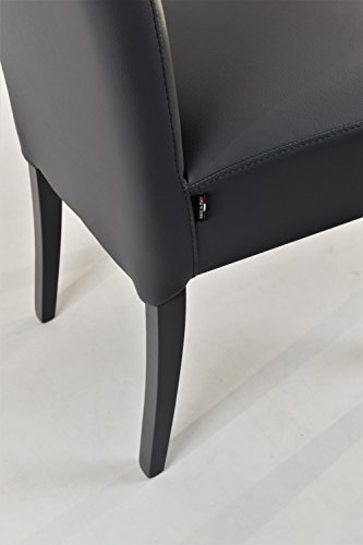 Tommychairs - Set 4 sillas Luisa para Cocina, Comedor, Bar y Restaurante, solida Estructura en Madera de Haya y Asiento tapizado en Polipiel Gris Oscuro