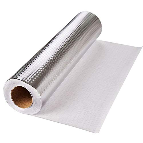 TONGXU Papel de Aluminio 61x300cm Autoadhesivo Impermeable Anti Aceite de Cocina Baldosas Papel Tapiz Etiqueta de Cocina DIY Decoración para Hogar de Gabinete Azulejo Pared Cocina Cajón Baño