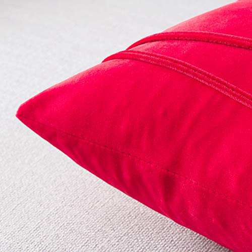 Top Finel Juegos 2 Hogar Cojín Terciopelo Suave Decorativa Almohadas Fundas de Color Sólido para Sala de Estar sofás 45x45cm Rojo