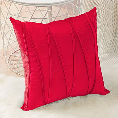 Top Finel Juegos 2 Hogar Cojín Terciopelo Suave Decorativa Almohadas Fundas de Color Sólido para Sala de Estar sofás 45x45cm Rojo