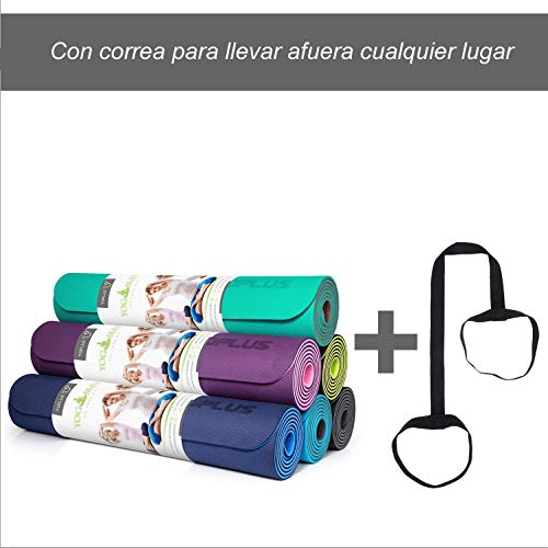 TOPLUS Esterilla Yoga Antideslizante Alfombrilla de Yoga Esterilla Pilates Esterilla Deporte- con Correa de Hombro 183cm x 61cm (Naranja y Color Menta)