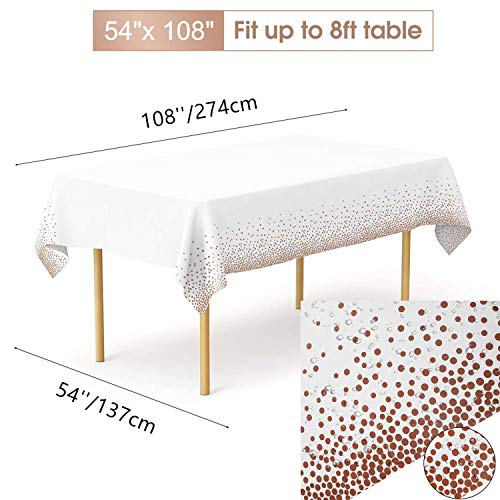 Topways® Oro Rosa Polka Dot Vajilla Desechables Kit,para Mesa de Fiesta para 16 Personas Decoración de Fiesta de Cumpleaños Utensilios para Celebración–Mantel,Platos,Vasos,Servilletas y Pajitas