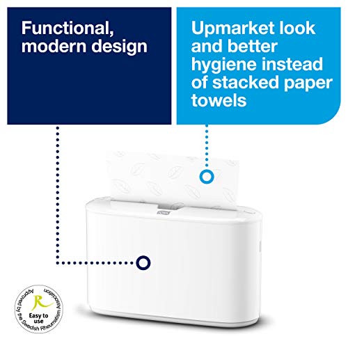 Tork 552200 Dispensador de toallas de mano entreplegadas para mostrador/despachador de papel secamanos compatible con el sistema H2, blanco, 21,8 x 32,3 x 11,6cm
