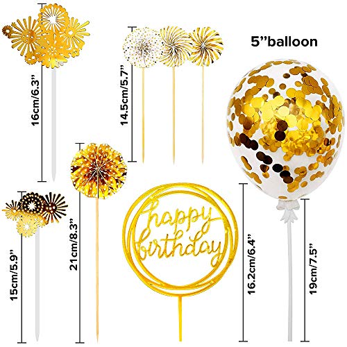 Torta Toppers de Cumpleaños, Cake Topper Happy Birthday Cake Toppe pasteles Decoración, Happy Birthday Cupcake Topper Set Golden Topper Torta Toppers para Decorations Suministros para Fiestas