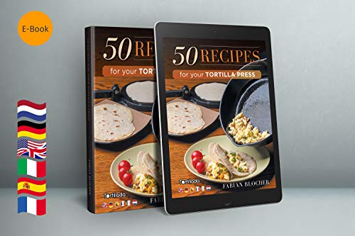 Tortillada – Prensa de Hierro Fundido para Hacer Tortillas + Recetas (25cm) Set + Tortilla Warmer