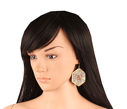 Touchstone Deseo finamente acabado a mano concéntrico tejido de cesto de alambre bonita mirada diseñador joyas hexágono aretes para mujer 3 virada hexágono 03