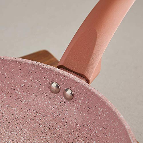 Tower Cerastone - Sartén de inducción (revestimiento de cerámica antiadherente, fácil de limpiar, apto para lavavajillas, color rosa rosa, 24 cm)