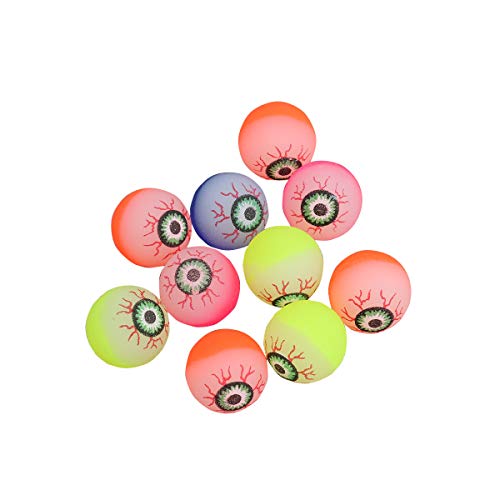 Toyvian 10pcs Halloween Eyeballs, Glow in the Dark, 32mm Scary Bouncy Balls (Color aleatorio)