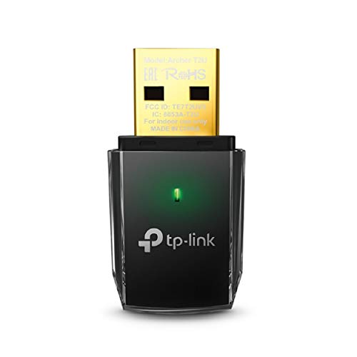 TP-Link Archer T2U Adaptador WiFi USB, Receptor WiFi con Doble Banda AC 600 MBps, Mini Tamaño, USB 2.0, Seguridad avanzada, negro