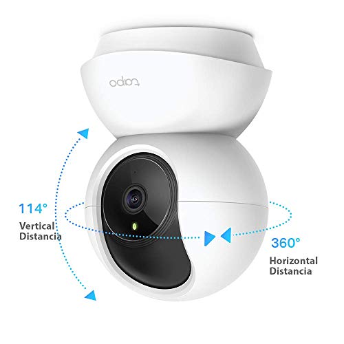 TP-Link - Cámara IP WiFi 360º, Cámara de Vigilancia FHD 1080p, Visión nocturna, Admite tarjeta SD, Audio Doble Vía, Detección de movimiento, Control Remoto, Fácil Configuración, Compatible con Alexa