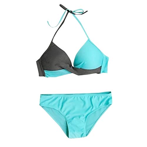 Traje de Baño Bikini Mujer 2019 Bikinis Sujetador Push-up Sexy Traje de Baño de Dos Piezas Bohemio BañAdores Tops y Braguitas Ropa de Playa vikinis riou (Azul, XL)