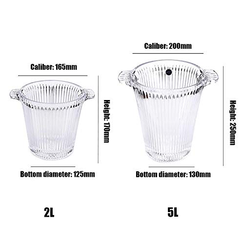 Transparente  Cubo de champán,  Alta capacidad  Cristal tallado Cubeta de hielo  Cerveza Contenedor de hielo  con  Usado para   Verano Champán helado (Size : 5L)