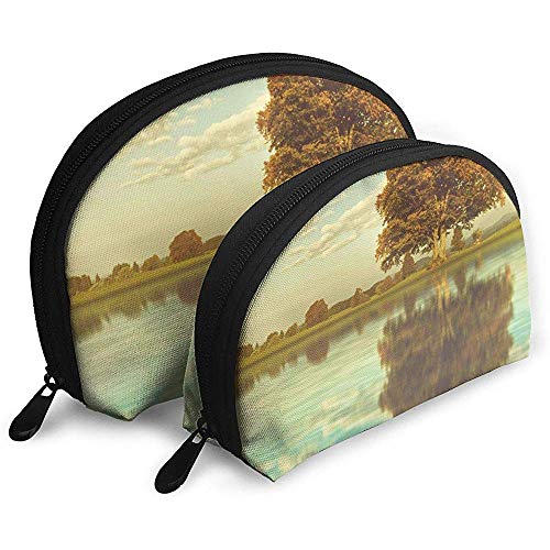 Tree Lake Cloud Scenery Bolsas portátiles Bolsa de Maquillaje Bolsa de Aseo, Bolsas de Viaje portátiles multifunción Pequeña Bolsa de Embrague de Maquillaje con Cremallera