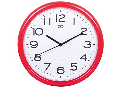 Trevi OM 3301 - Reloj de pared silencioso de 25,5 cm de diámetro con maquinaria de cuarzo, color rojo