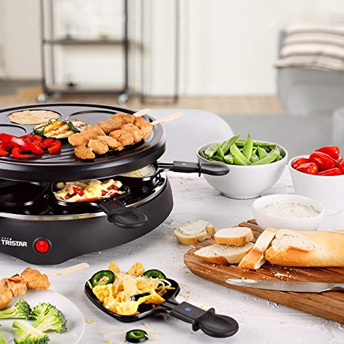 Tristar RA-2998 Seis Personas – Parrilla con moldes para creps, 1300 W, Negro