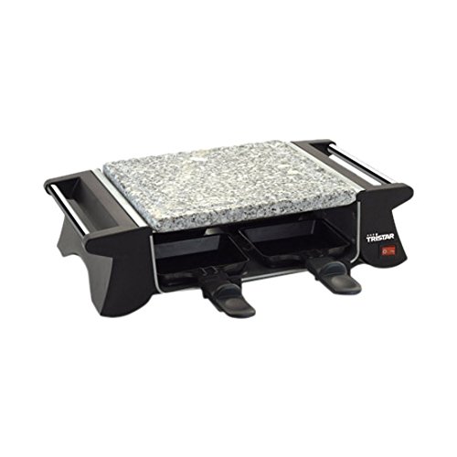 TriStar Raclette RA-2990 – Parrilla y Plancha de Piedra, Adecuada para Cuatro Personas, 500 W, Negro, Acero Inoxidable