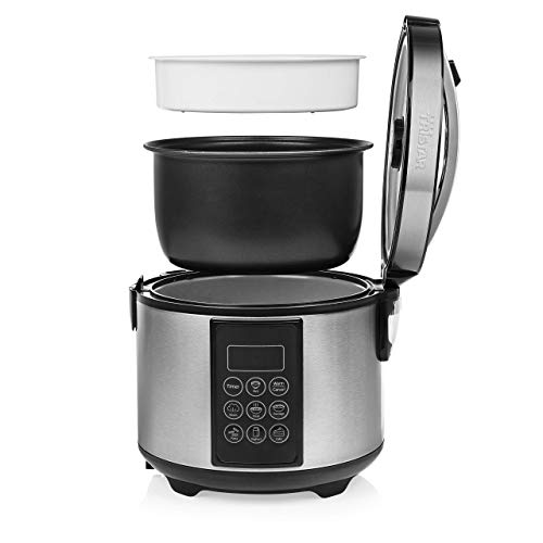 Tristar RK-6132 Arrocera Digital y multicooker, 1.5 l de Capacidad, con función para Mantener el Calor, 500 W, 1.5 litros, 7 Velocidades, Acero Inoxidable/Negro