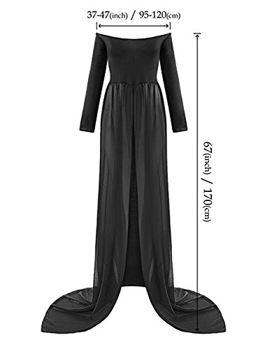 TrivingTech Modern Pregnant Women Photography Props, Vestido de maternidad Split Vista delantera foto Shoot Dress, Faldas fotográficas de maternidad (Negro 2)