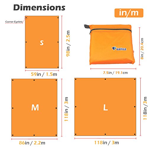 TRIWONDER Toldo Impermeable Camping Lona de Suelo Refugio Sombrilla Estera para Senderismo Tienda de Campaña Picnic al Aire Libre (Naranja, S - 2.5 x 1.5m)