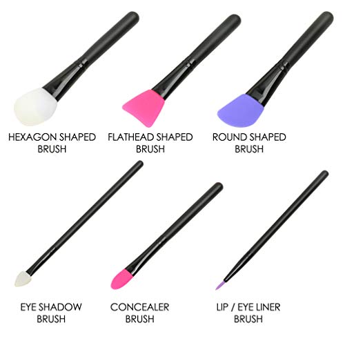 TRIXES Conjunto de 6 Pinceles para Maquillaje de Silicona Hermosas Espátulas Mezcladoras - Limpieza fácil para Aplicación Mascarillas Contorno Base Sombra de Ojos