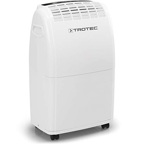 TROTEC Deshumidificador eléctrico TTK 75 E, 20L/24hL, Depósito 3L, Portátil, Para Habitaciones de hasta 45m²/110m³, Filtro de Aire, Silencioso, 320 W, Auto-Apagado, Higrostato Automático, Blanco