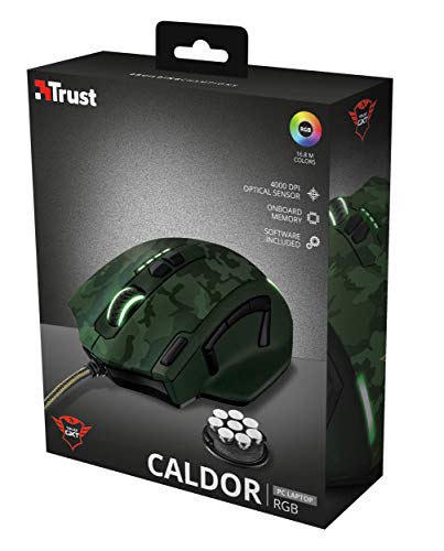 Trust Gaming GXT 155C - Ratón para Gaming (PC), Color Verde Camuflaje