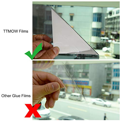 TTMOW Vinilo Pet Película Adhesiva Lámina de Espejo para Ventanas Cristal Unidireccional Protector de Privacidad Anti 99% UV y Anti 85% IR para Hogar y Oficina (50 * 400cm)